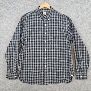 J‎ Crew Men's Gray Plaid Dress Shirt Size XL 17-17 1/2 Button Down 100% Cotton